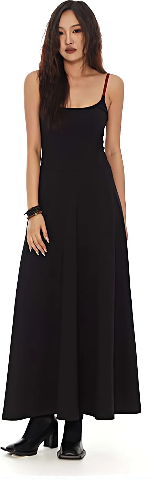 Contrast Spaghetti Strap Maxi Dress