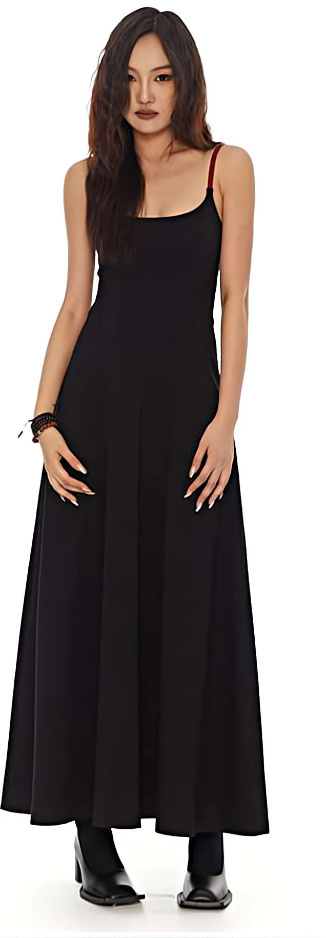 Contrast Spaghetti Strap Maxi Dress