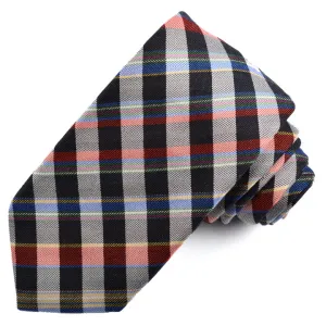 Cotton and Silk Woven Jacquard Plaid Neck Tie B25218