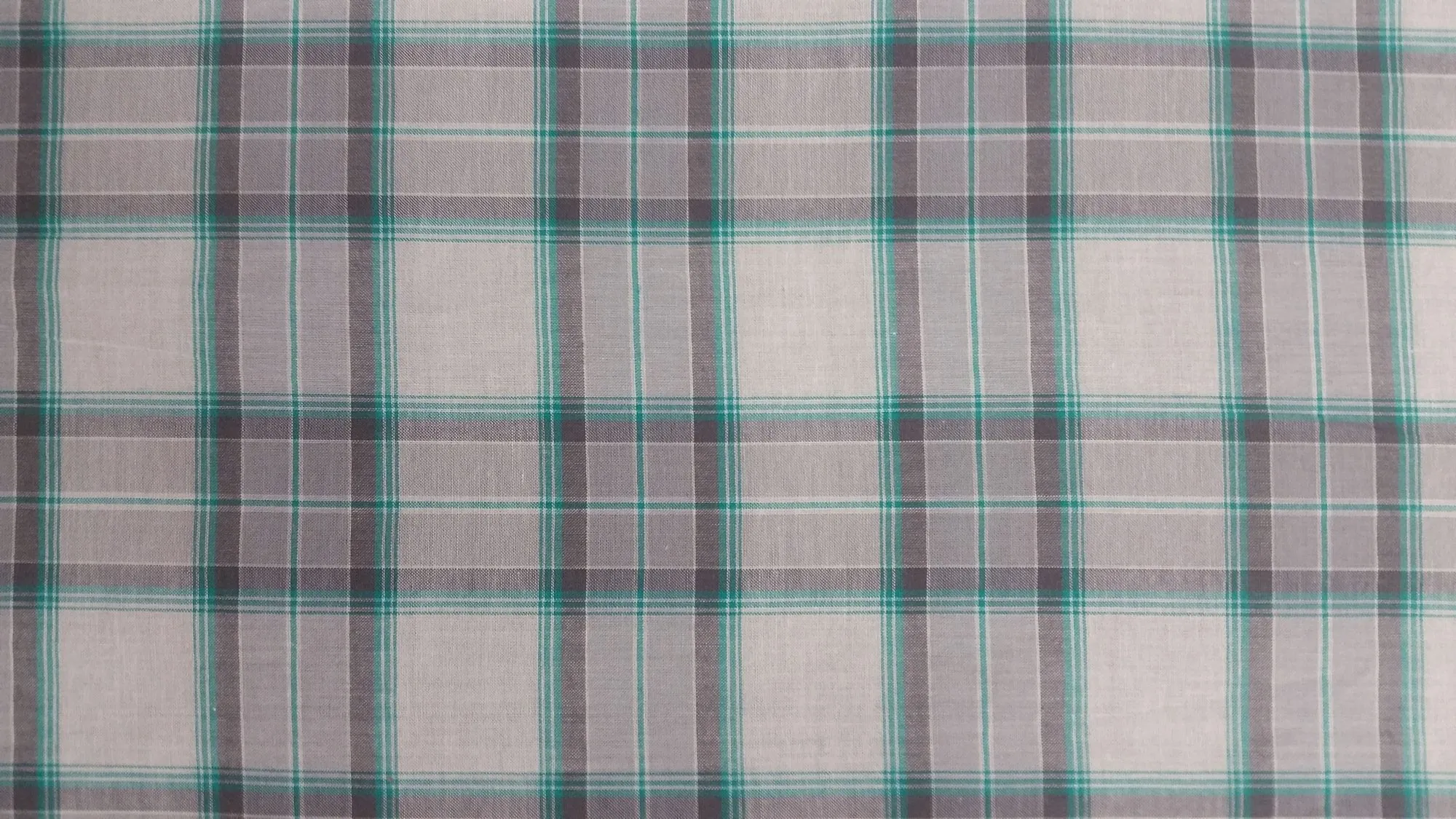 COTTON LAWN YARN DYED PLAID DSN-5 NON-STRETCHED WOVEN - SHIRTING FABRIC <br><h6>3-GREY/GREEN/OF<br>250E-CLWNP SN#5</h6>