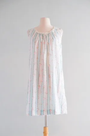 Darling 1950's Baby Pink & Blue Night Gown  / Sz SM