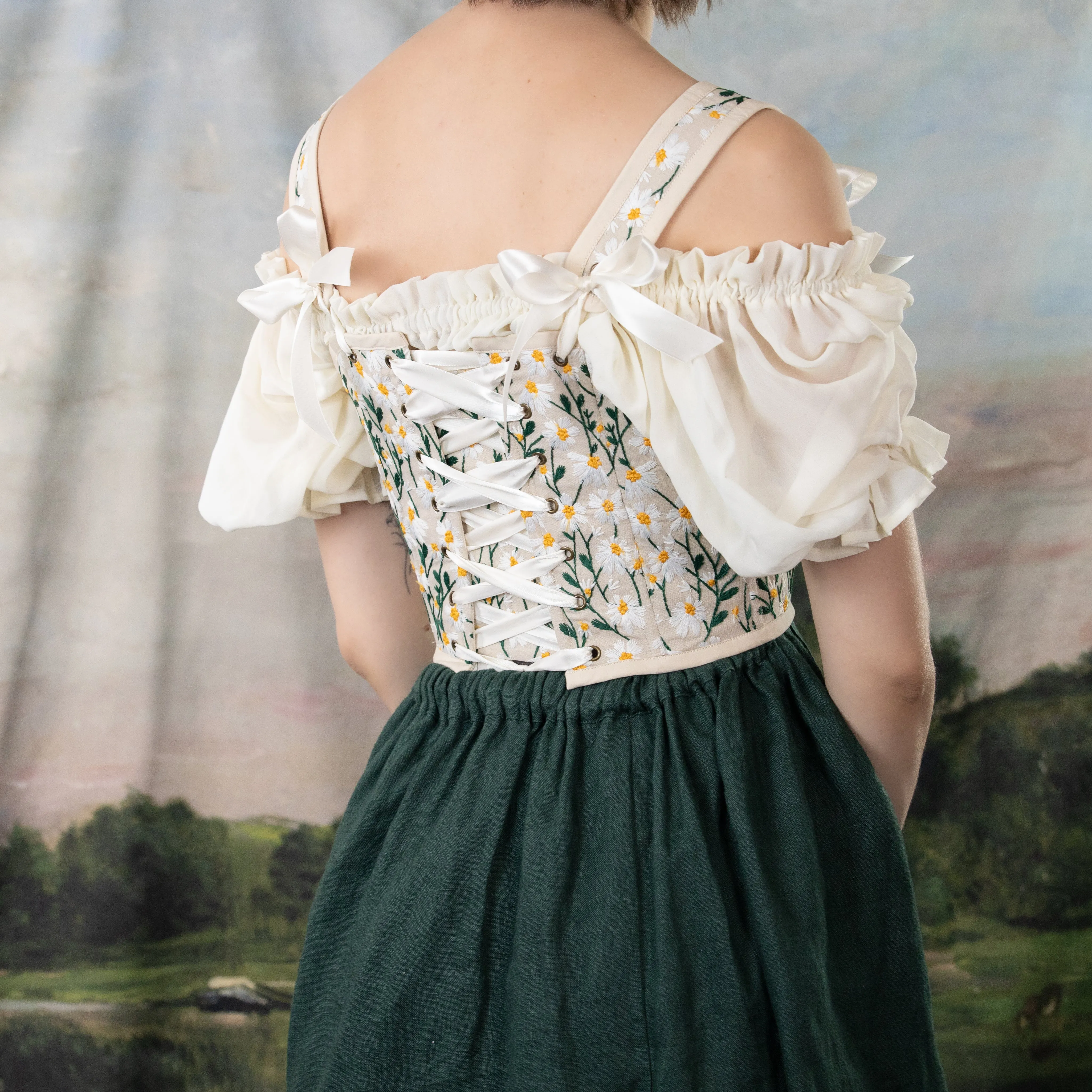 Embroidered Daisies Corset Top