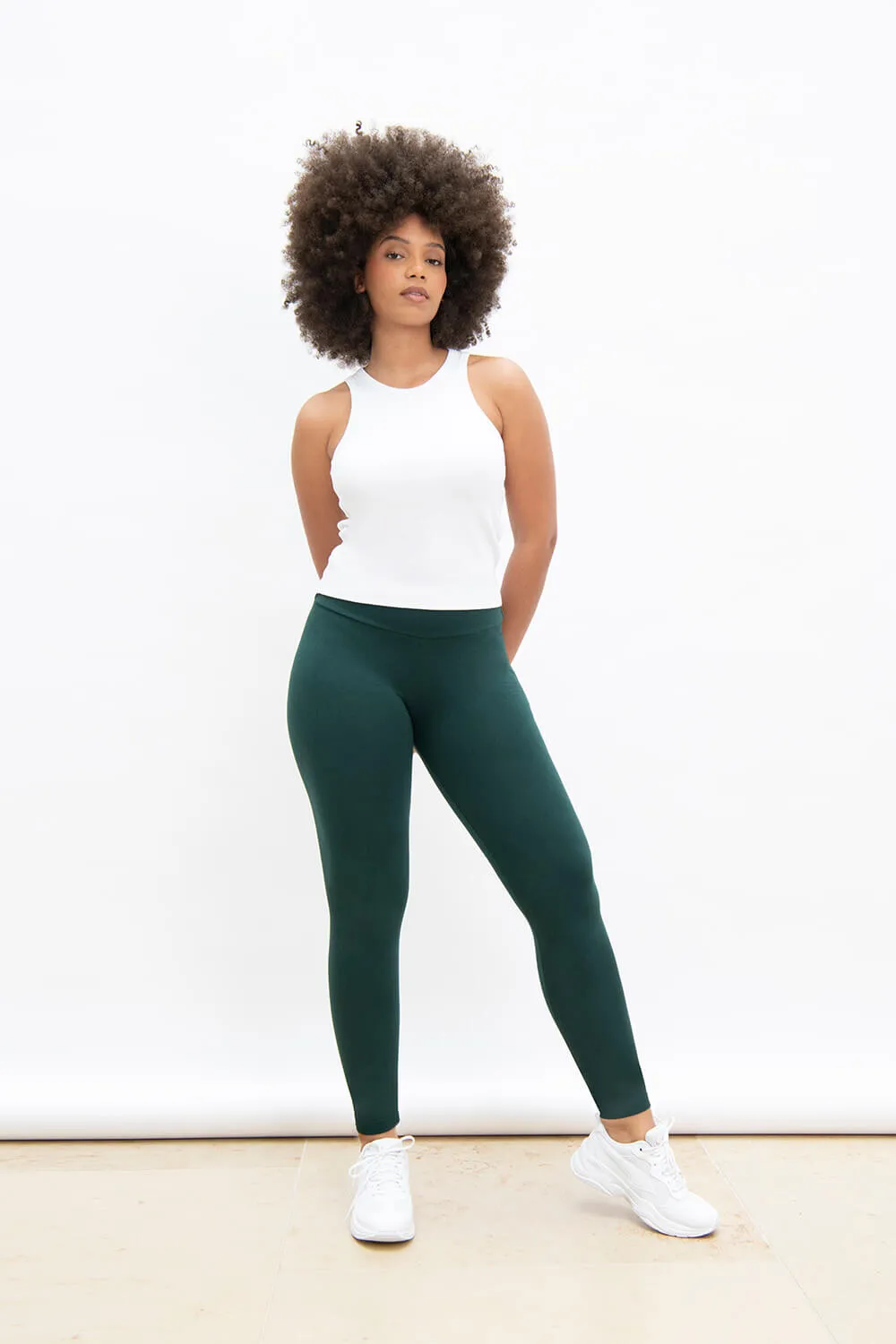 Everyday High Waisted Leggings - Forest Green