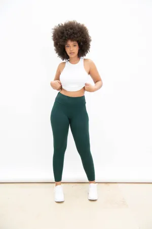 Everyday High Waisted Leggings - Forest Green