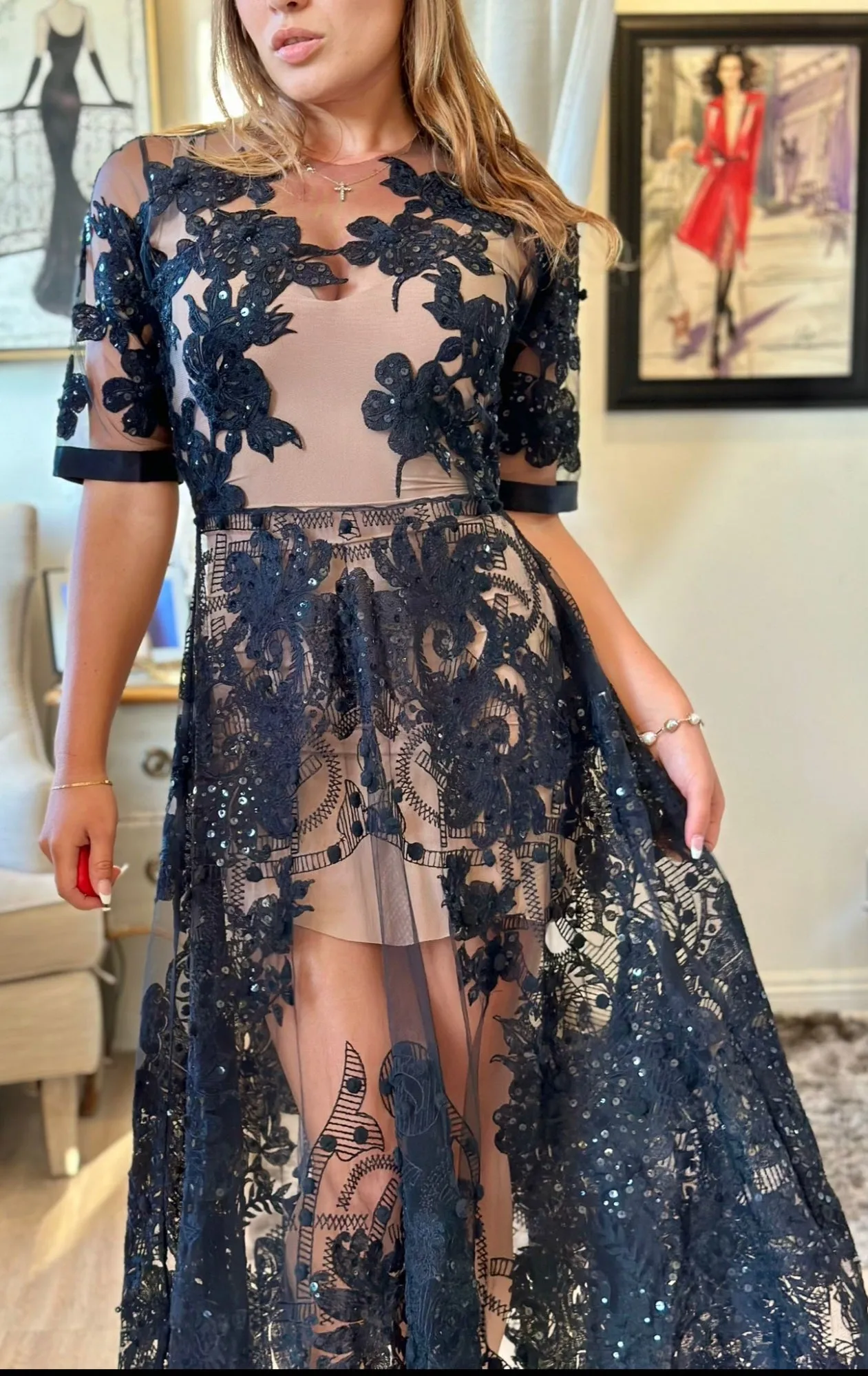 Falguni Shane Peacock Midi Dress