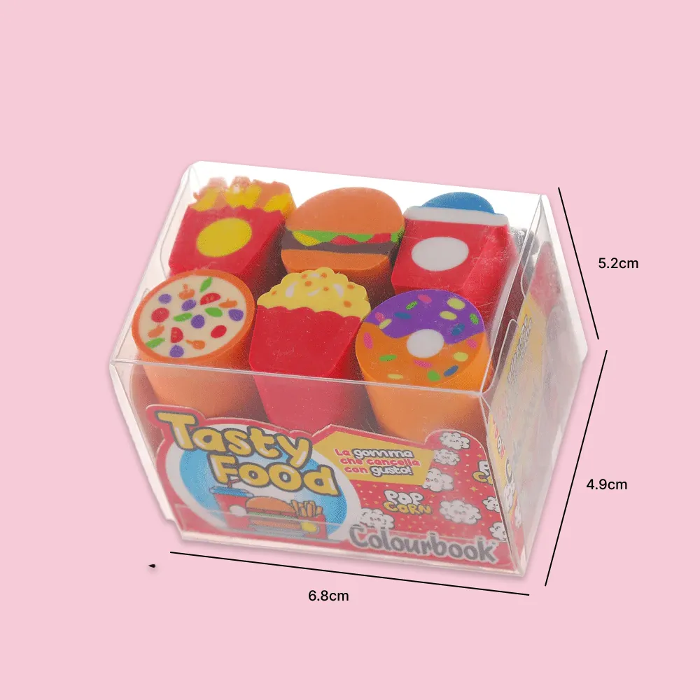 Fast Food Theme Long Eraser Set.