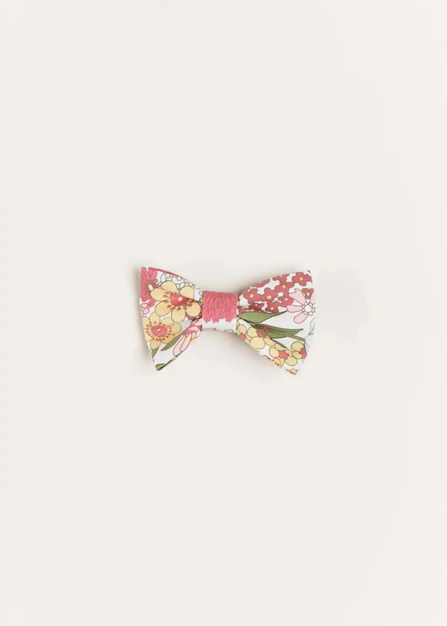 Florence Floral Small Bow Clip in Pink