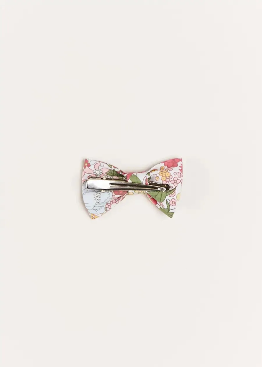 Florence Floral Small Bow Clip in Pink