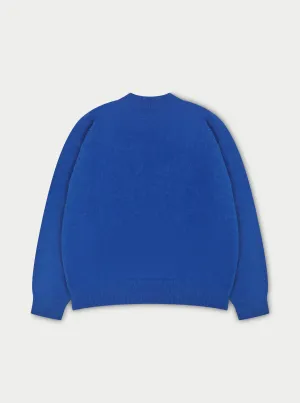 FLUFFY EMBLEM KNITTED CREW - COBALT