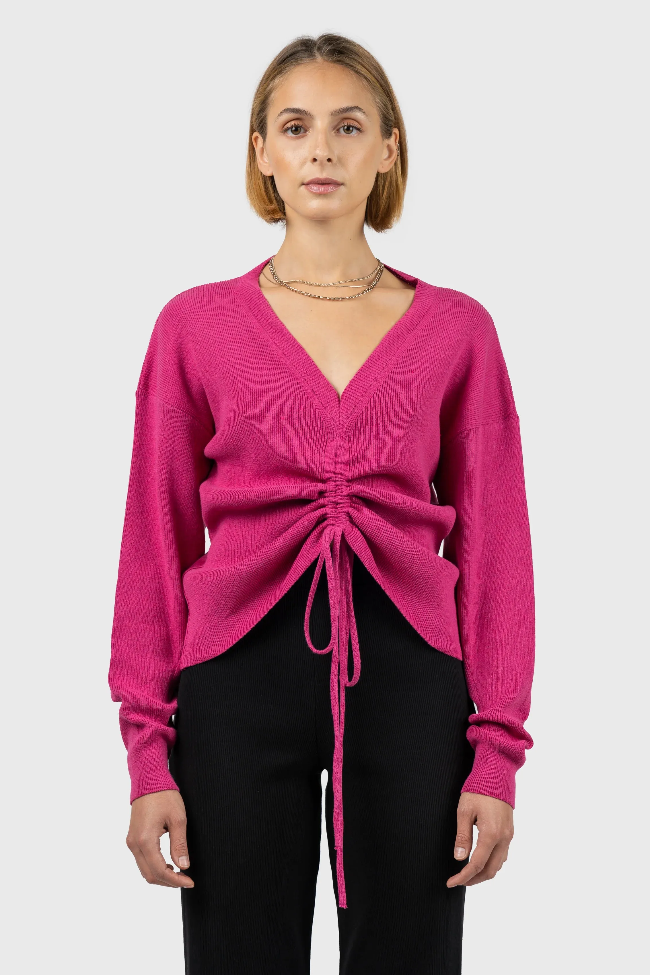 Front Ruched Knit Jumper