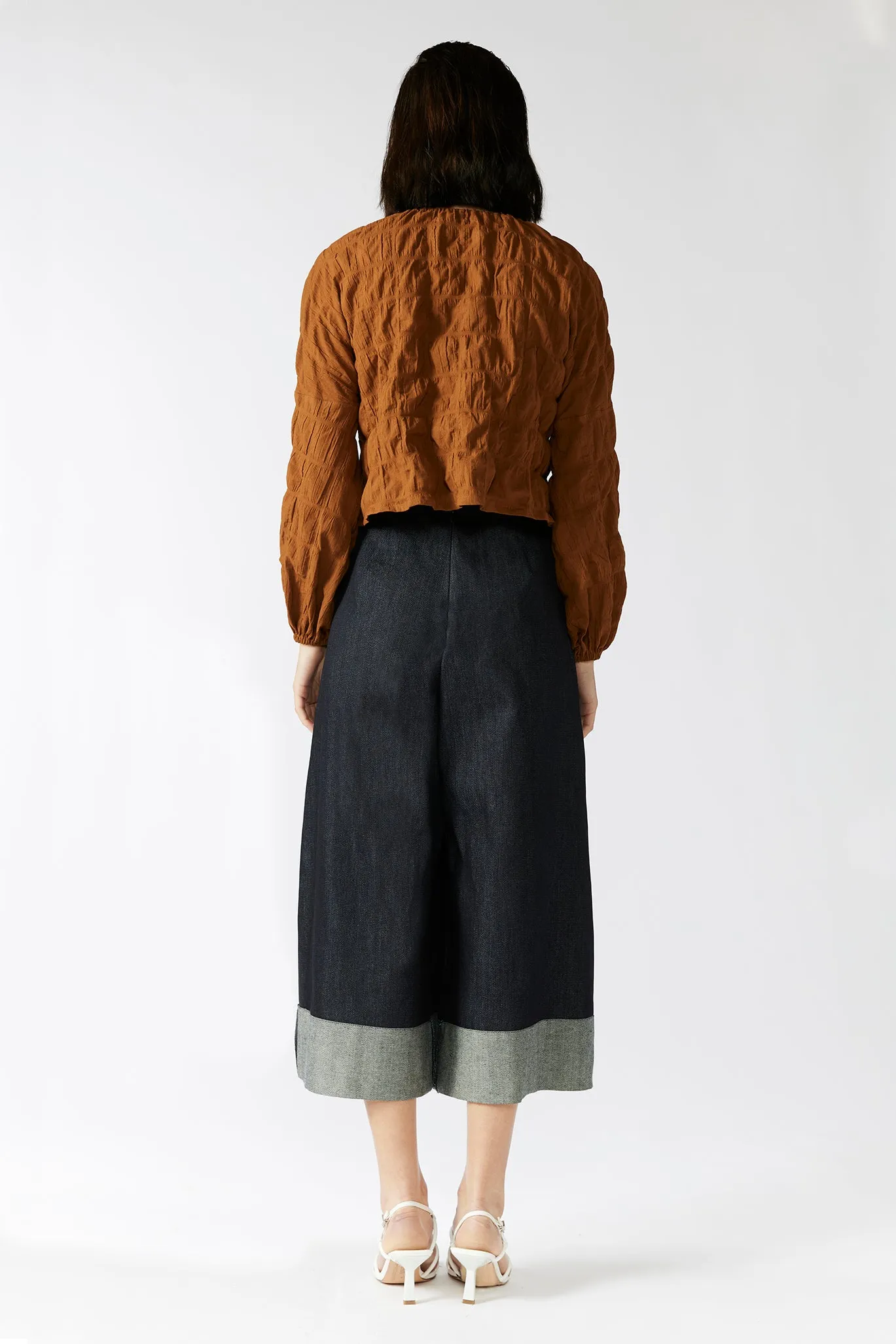 GARDENER'S CULOTTE PANTS [ Navy Denim, Wide Leg ]