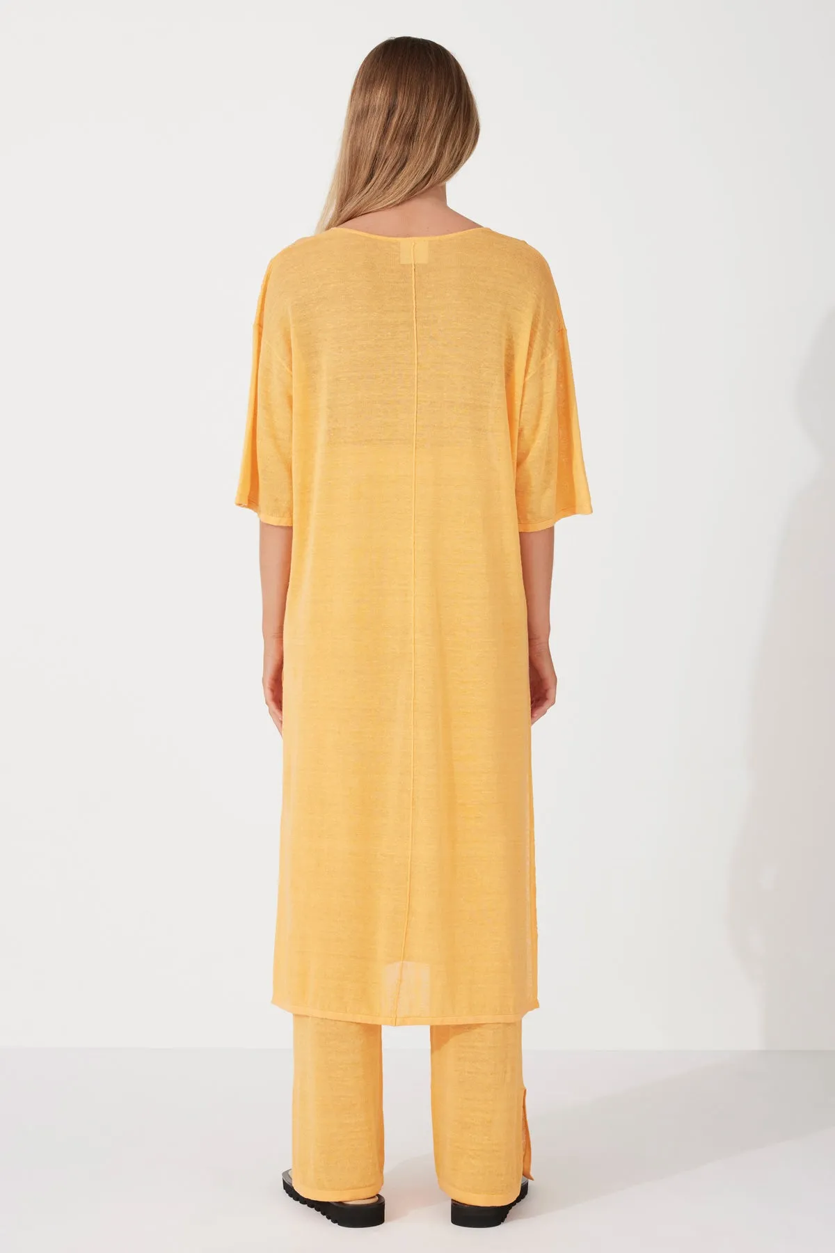 Golden Organic Linen Blend Knit Dress