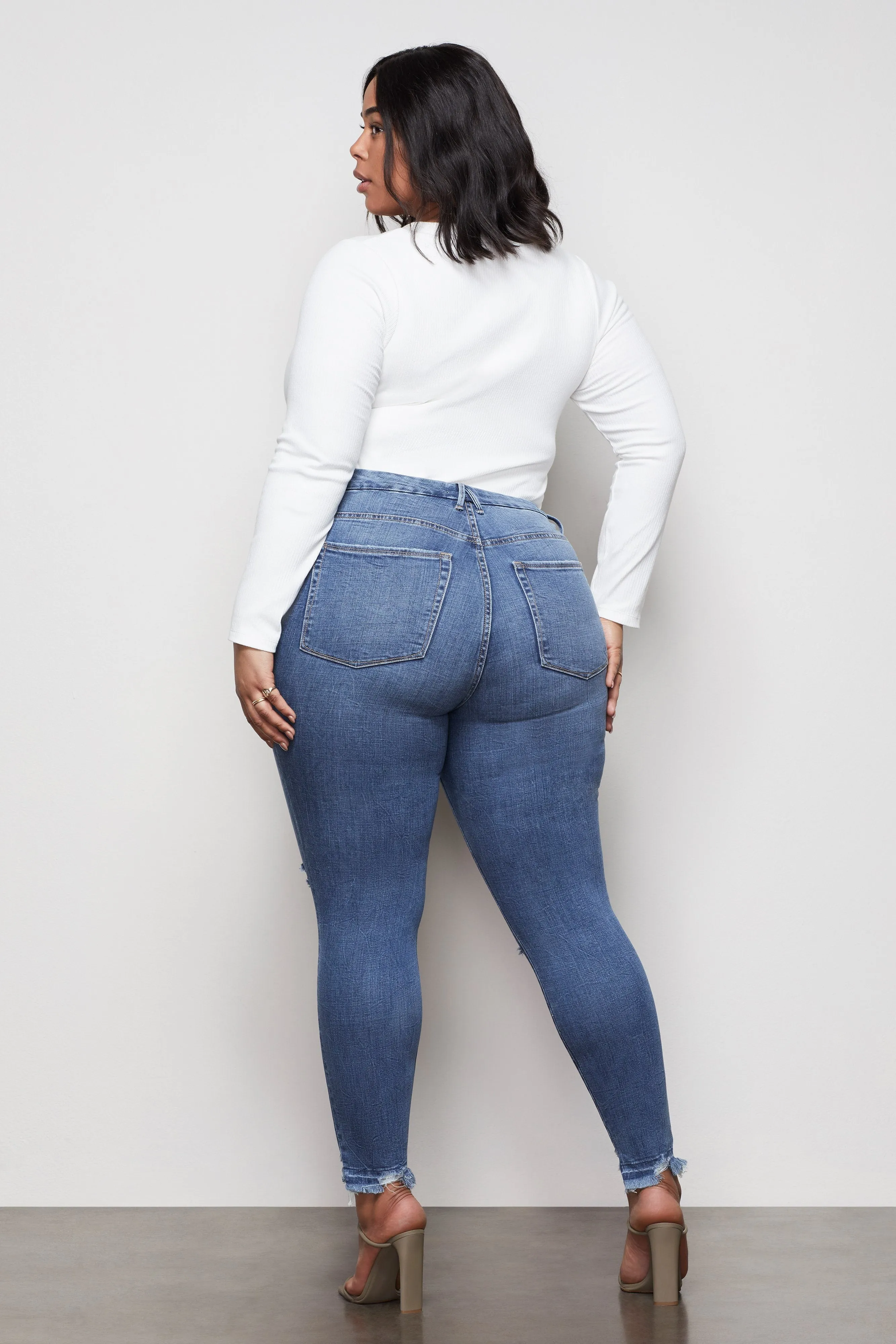 GOOD WAIST RELEASED CHEWED HEM | BLUE389