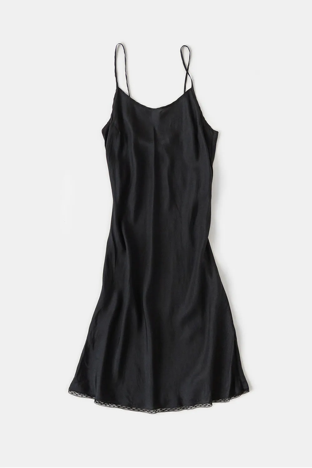 Greta Silk Slip Dress in Black