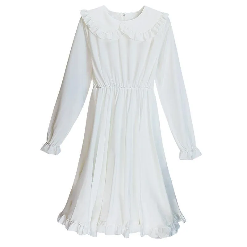 High-waisted Ruffles Flare Sleeved Dress