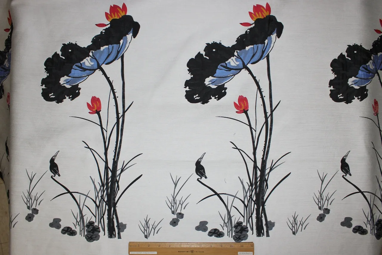 In the Marshes Italian Brocade Panel - White/Black/Blue/Red/Yellow/Gray