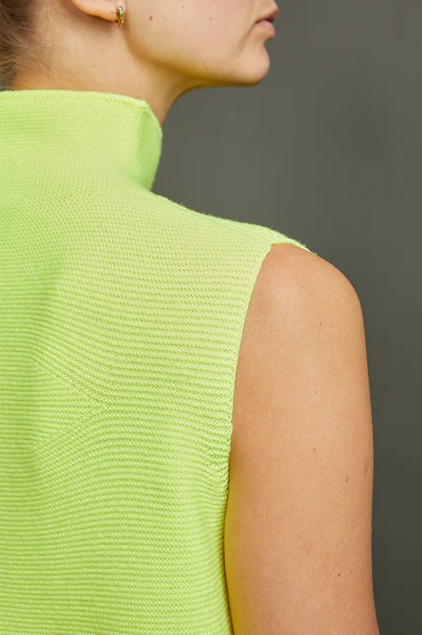 Kewi Whole Garment Knit Sleeveless Top In Fluorescent Yellow (Sold Out)