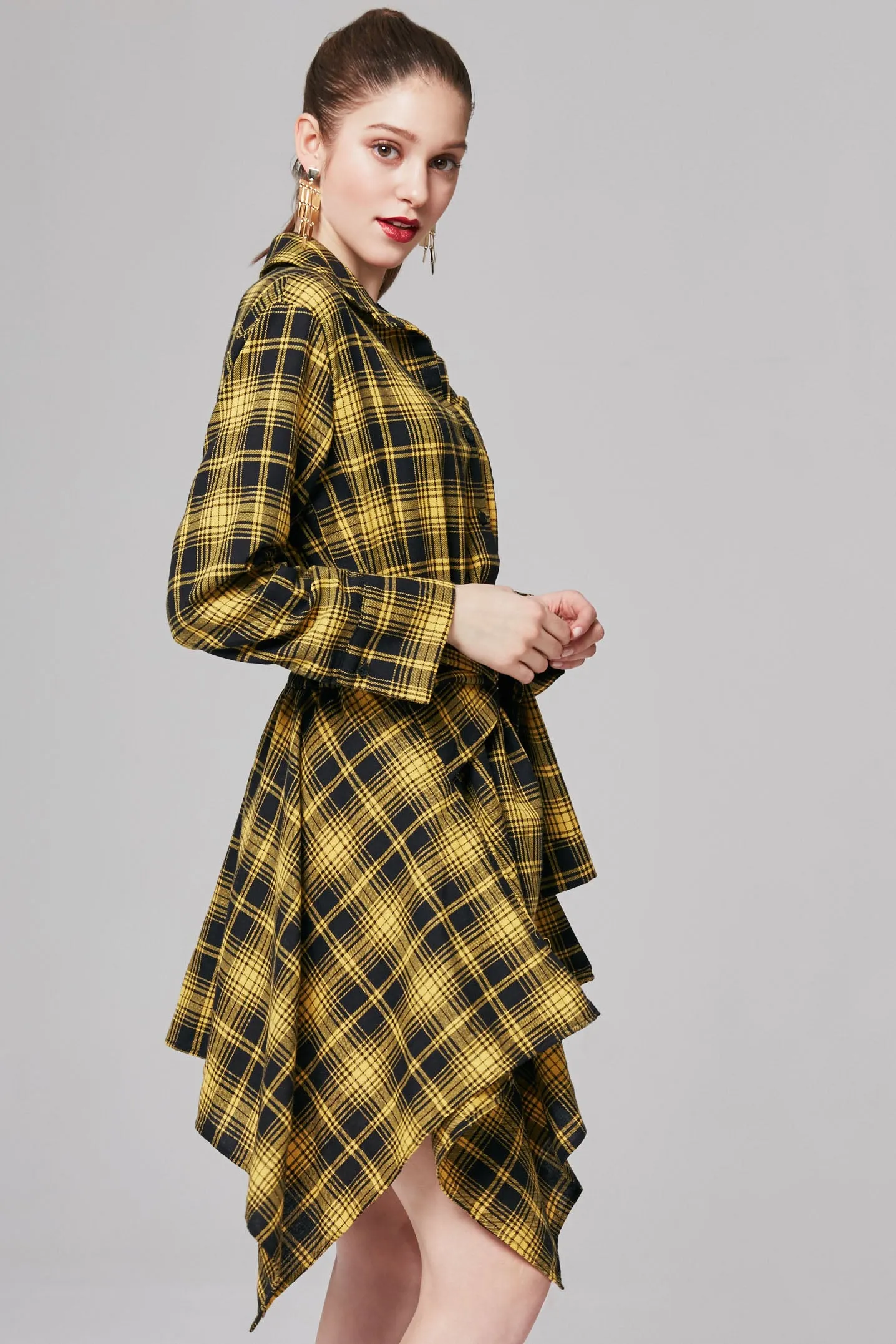 Laura Checked Tie-Waist Shirt Dress