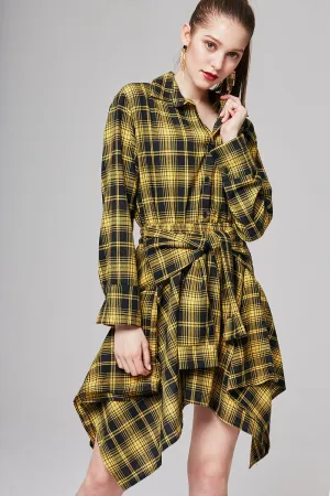 Laura Checked Tie-Waist Shirt Dress