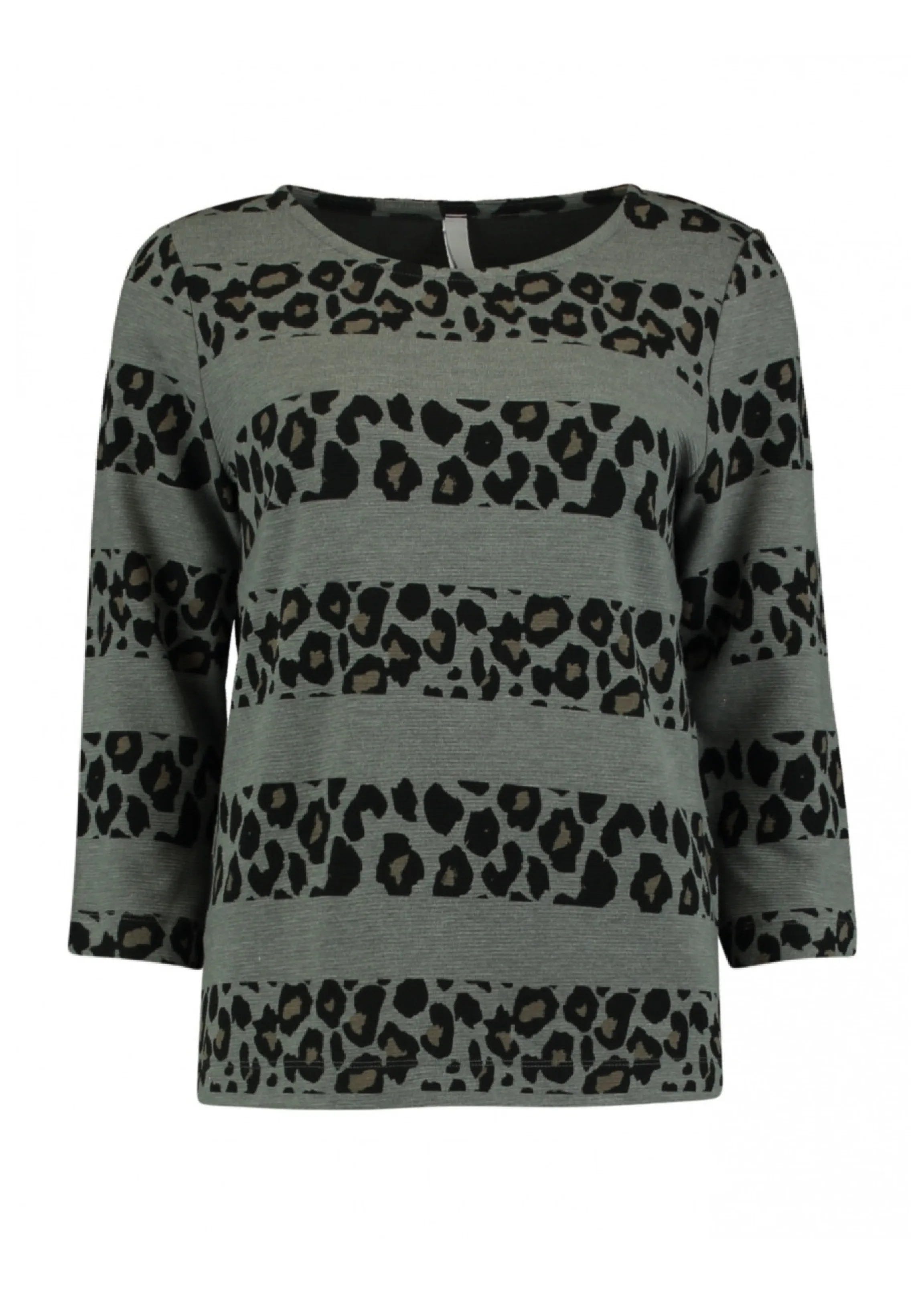 Leo Grey Leopard Print Panels Top