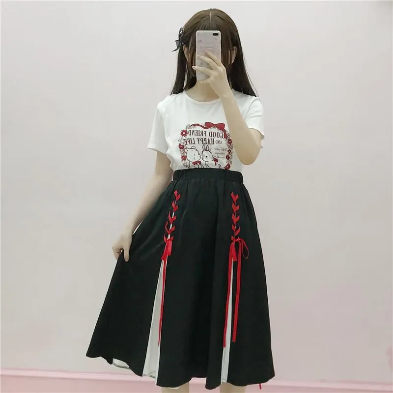 Lolita High-waisted Drawstring Skirt