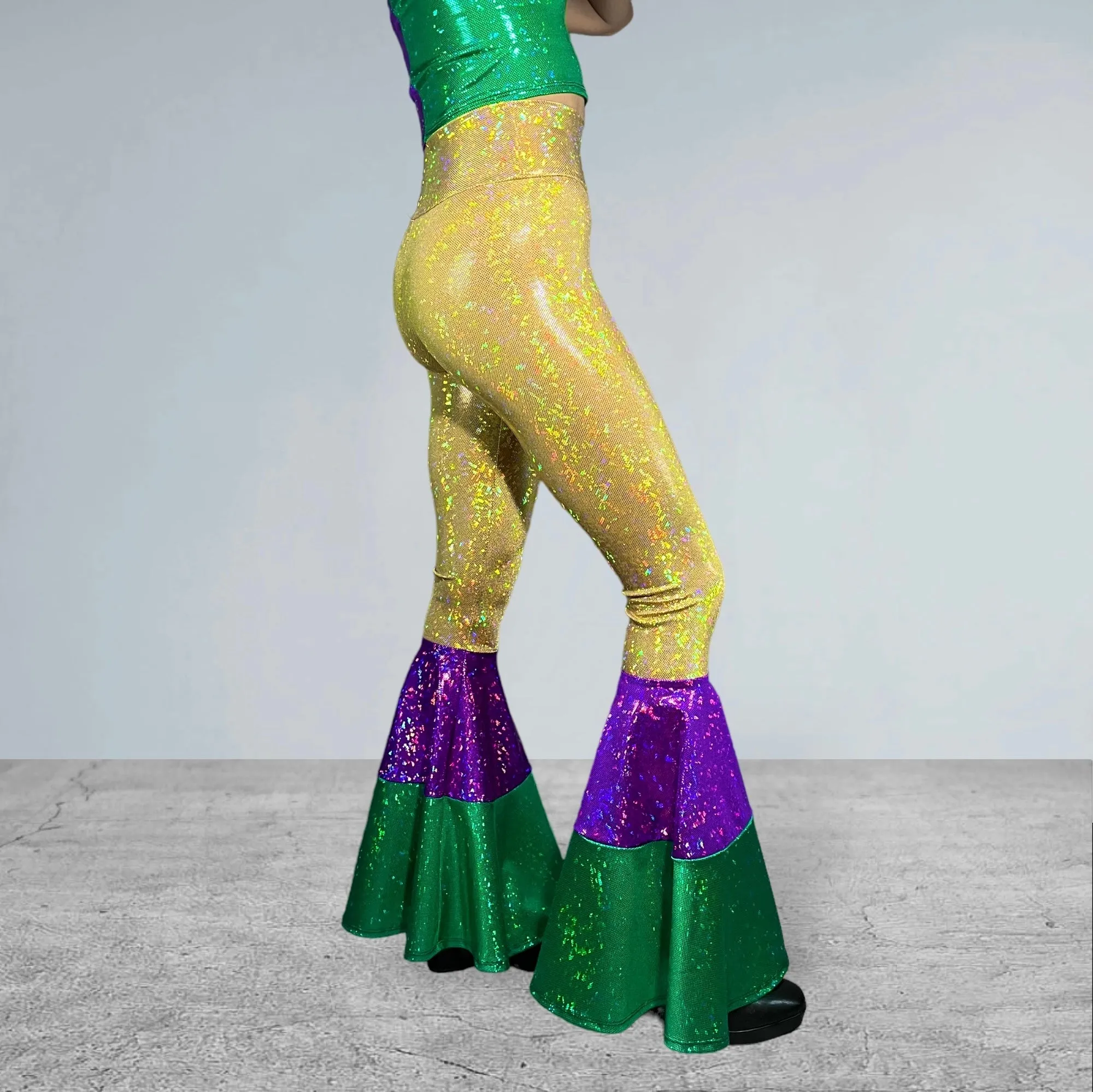 Mardi Gras Bell Bottoms -  Tiered Flare Pants - Choose your Rise