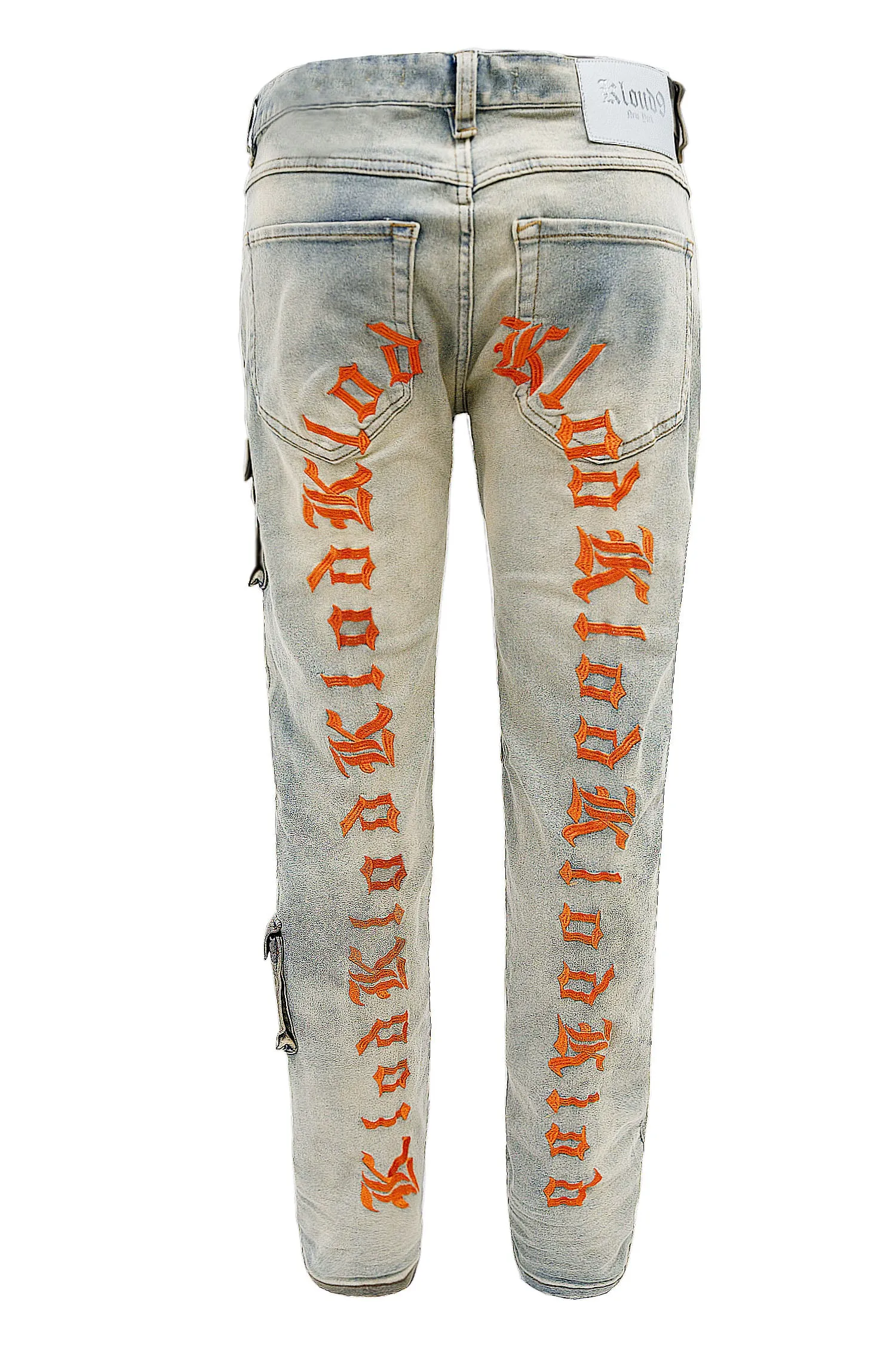 Men's Premium Cargo Embroidered Denim Jeans