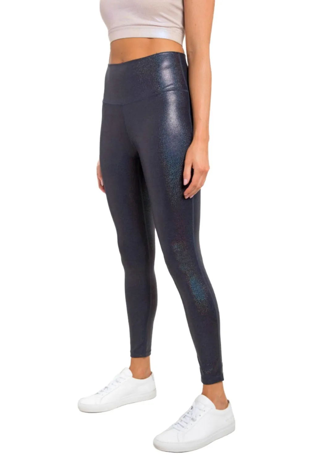 Mono B Holographic Glitter High-Waisted Leggings APH-A0868