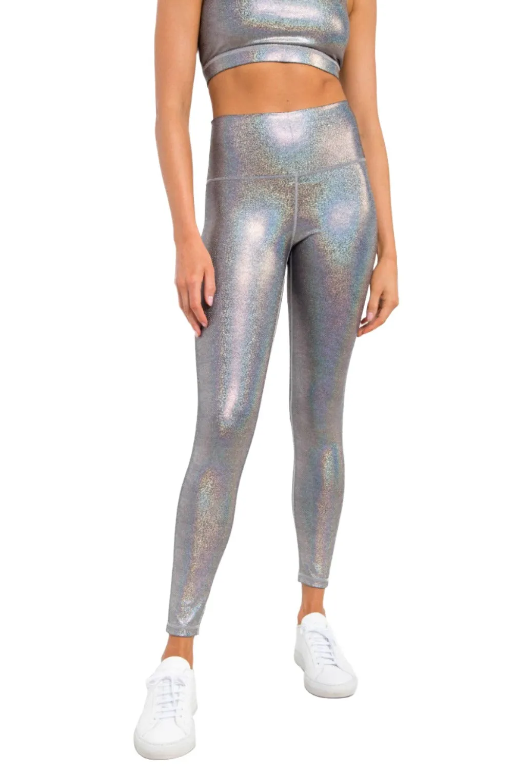 Mono B Holographic Glitter High-Waisted Leggings APH-A0868