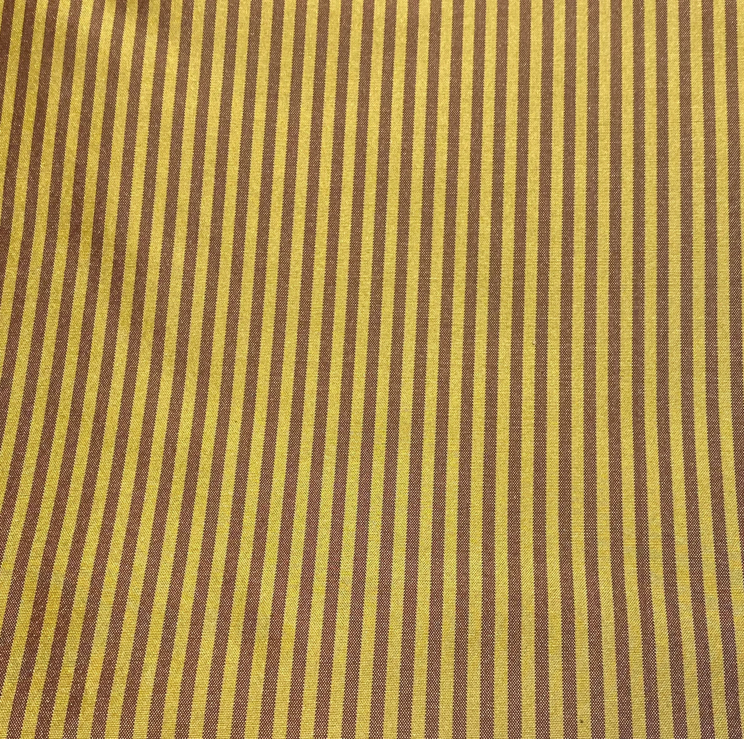 NEW Lady Bernadette 100% Silk Taffeta Fabric with 1/8” Burgundy and Yellow Stripes SB_8_50