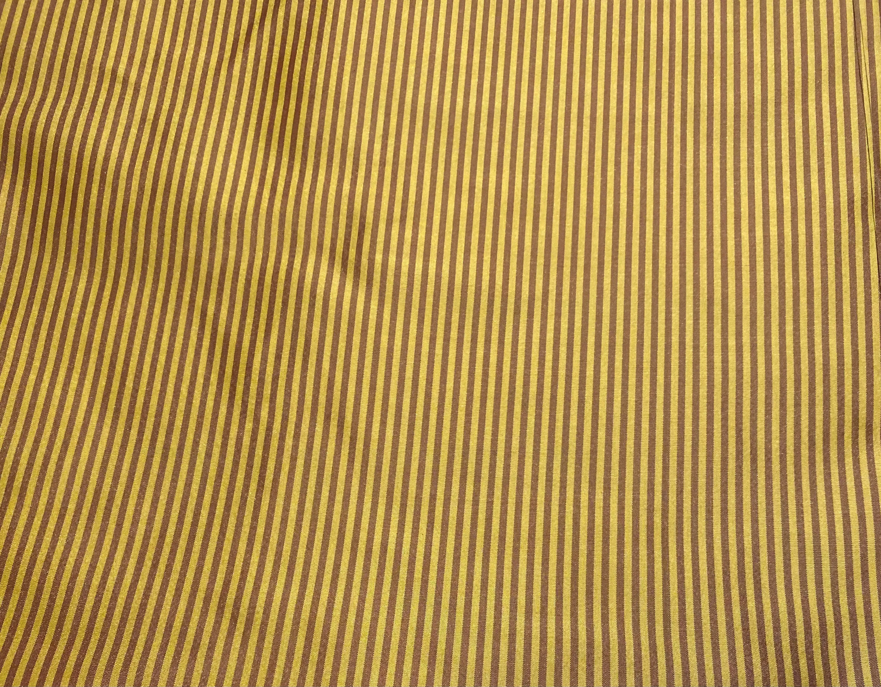 NEW Lady Bernadette 100% Silk Taffeta Fabric with 1/8” Burgundy and Yellow Stripes SB_8_50