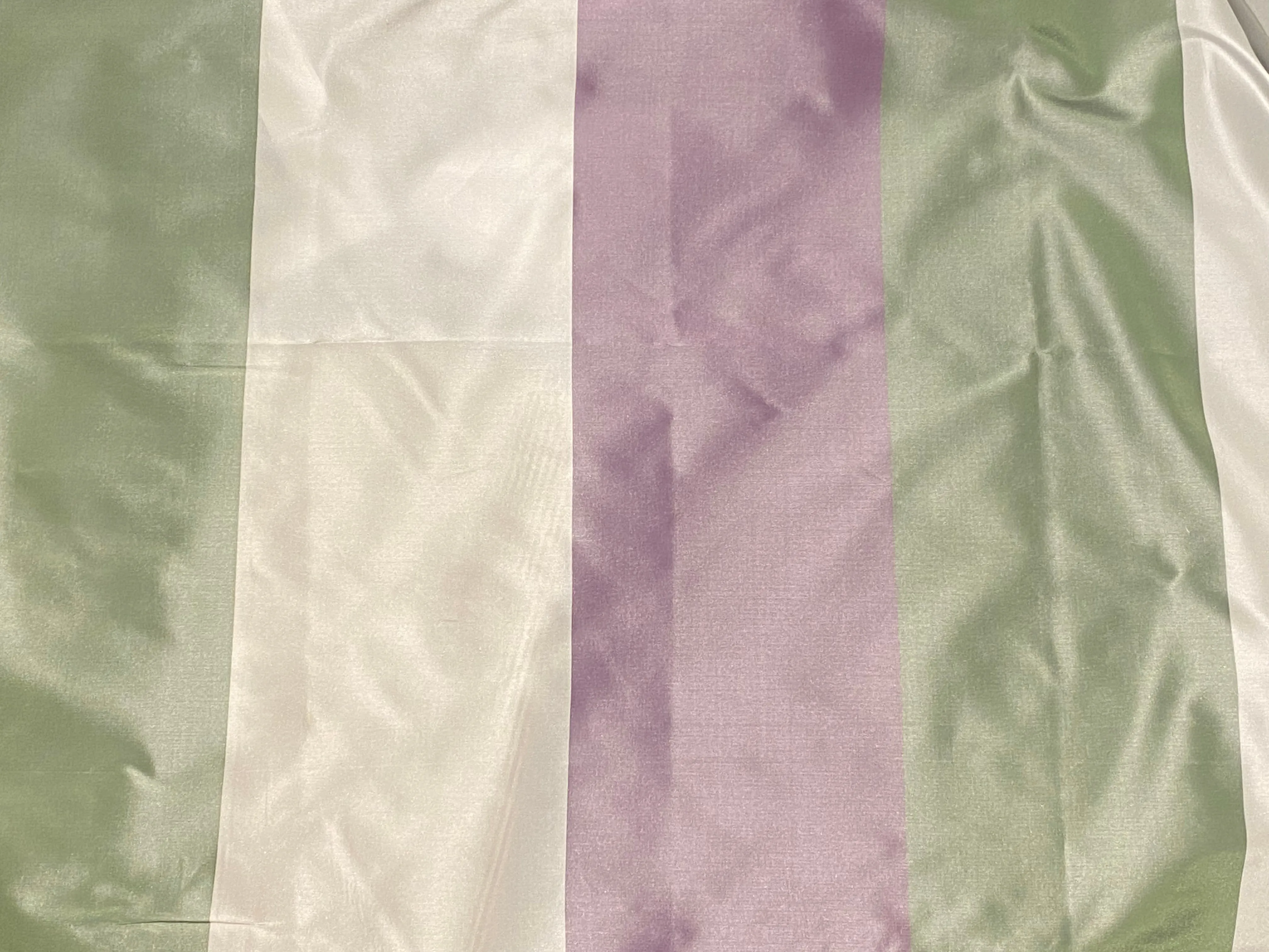 NEW Lady Chinta 100% Silk Taffeta Purple, Green and White Stripe Fabric SB_8_33