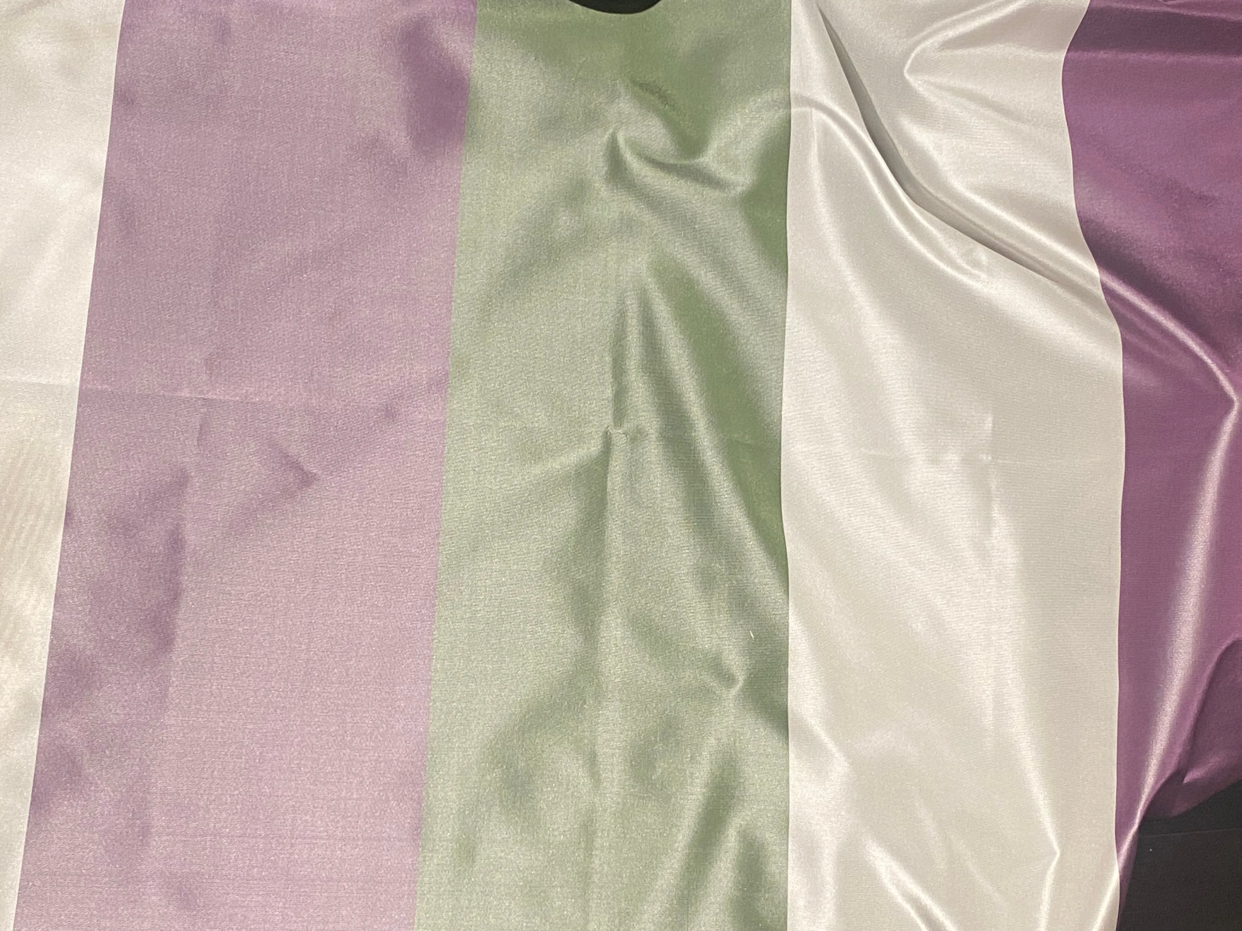 NEW Lady Chinta 100% Silk Taffeta Purple, Green and White Stripe Fabric SB_8_33