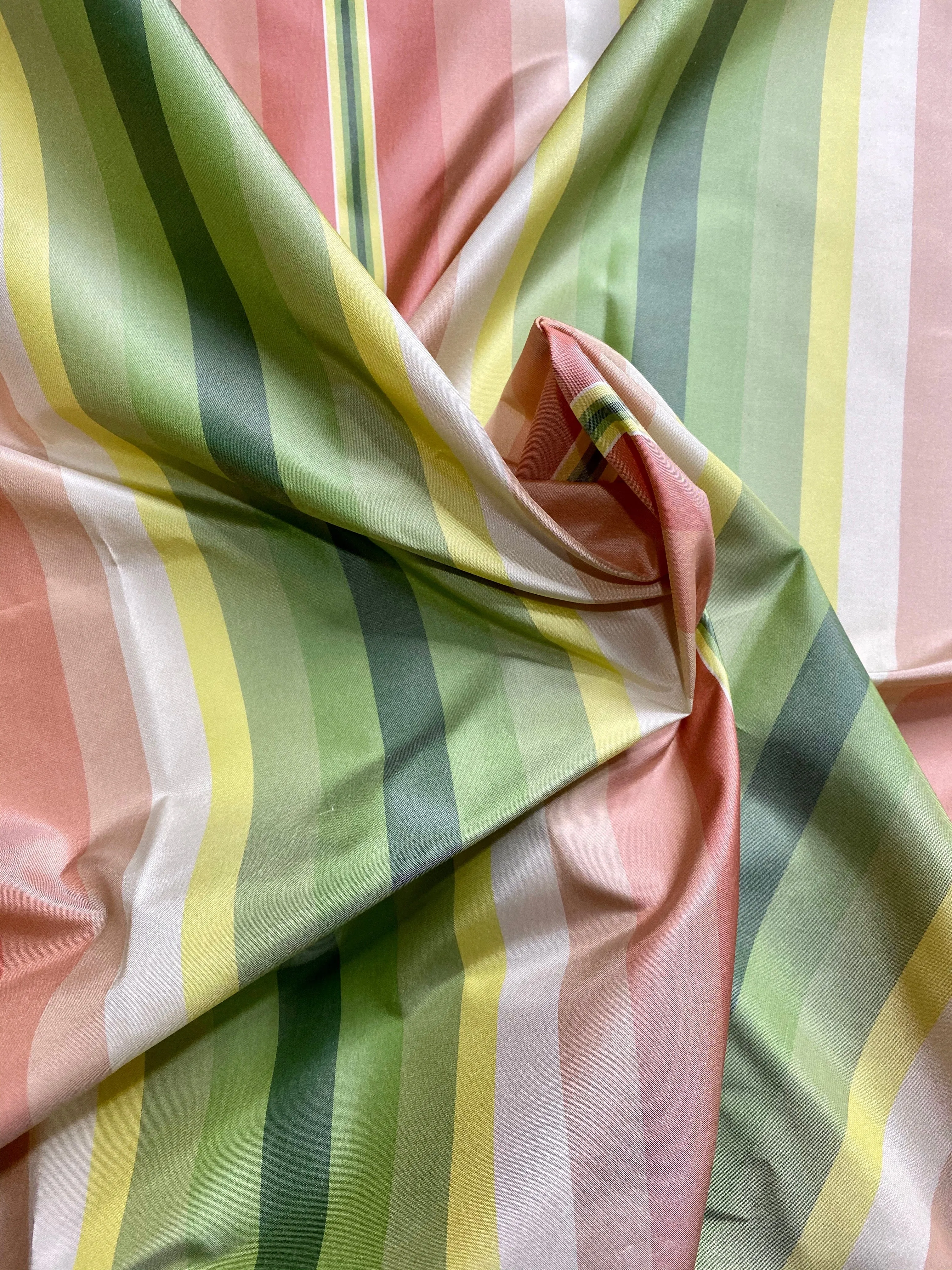 NEW Lady Delilah Designer 100% Silk Taffeta Rainbow Stripes Fabric - 55" Wide