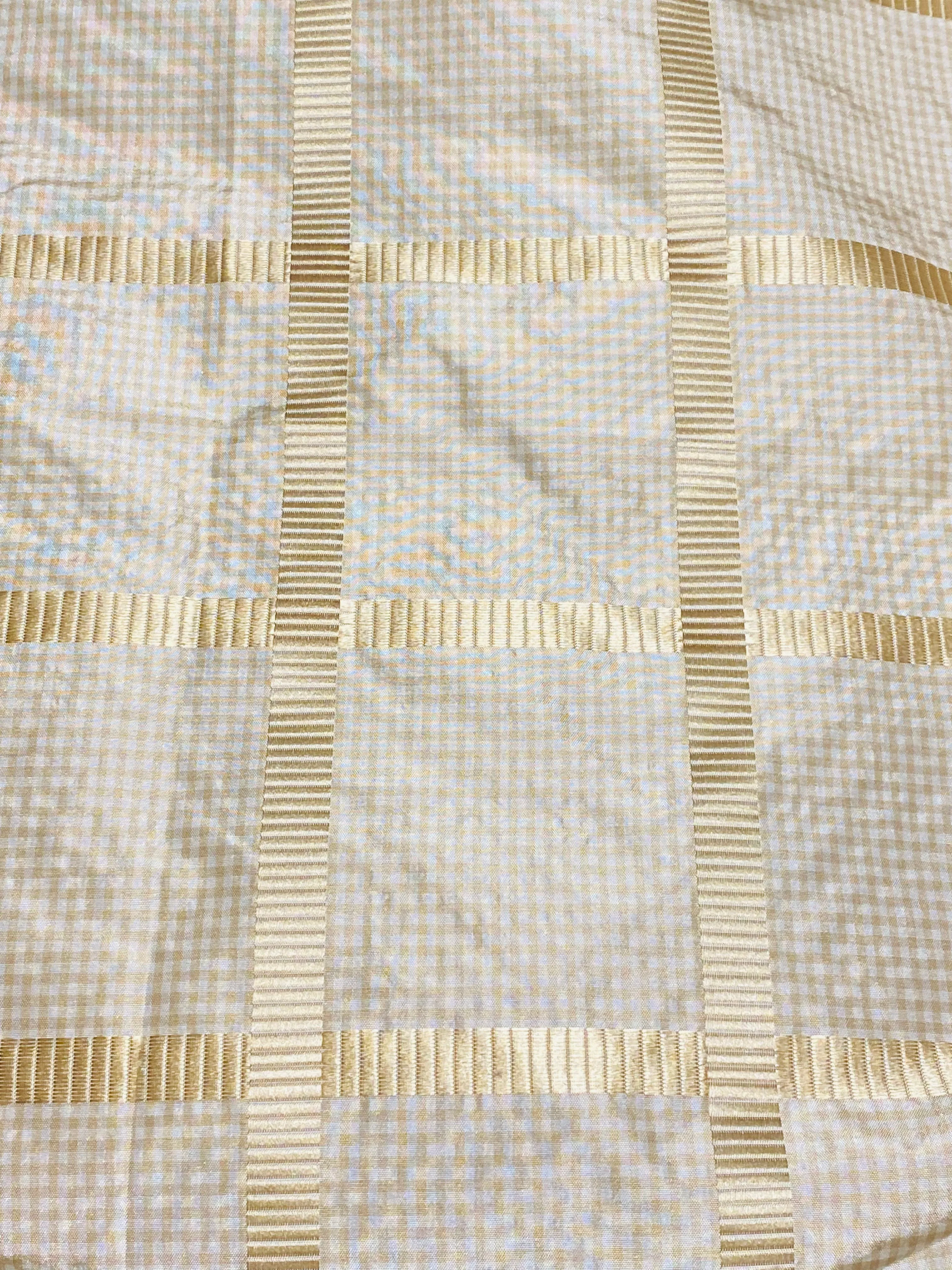 NEW Miss Jaqueline Designer 100% Silk Taffeta Gingham Ribbon Square Stripes Fabric - Yellow SB_6_27