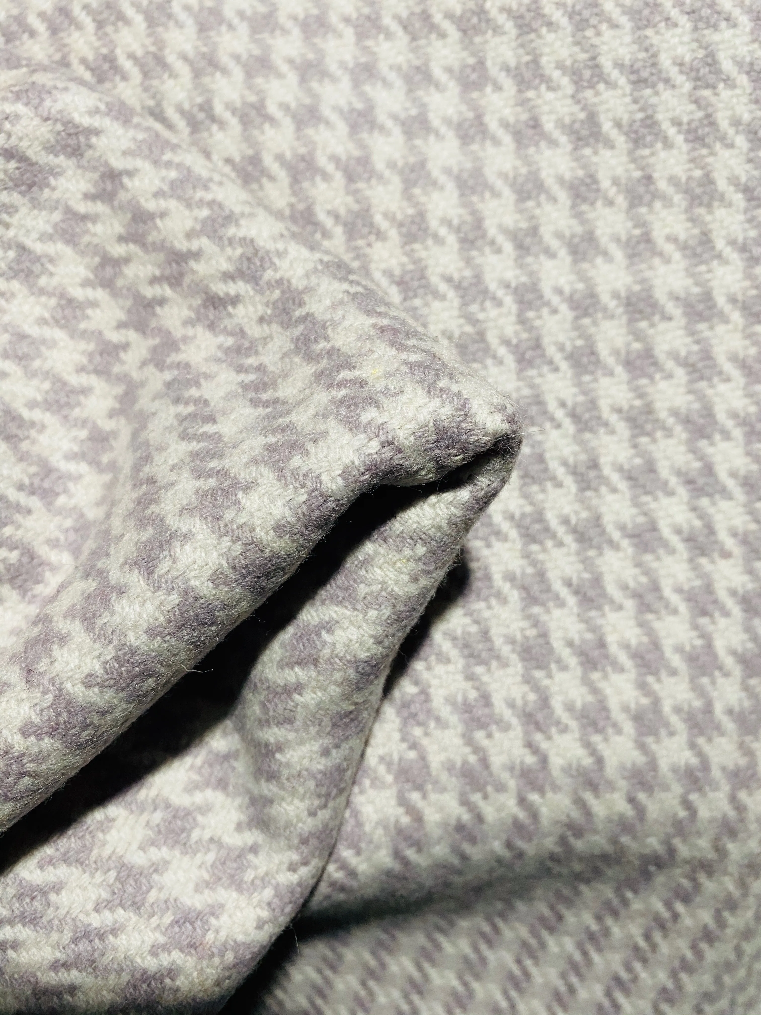 NEW Pincess Ziggy Designer 100% Wool Houndstooth Fabric in Lavender and Cream