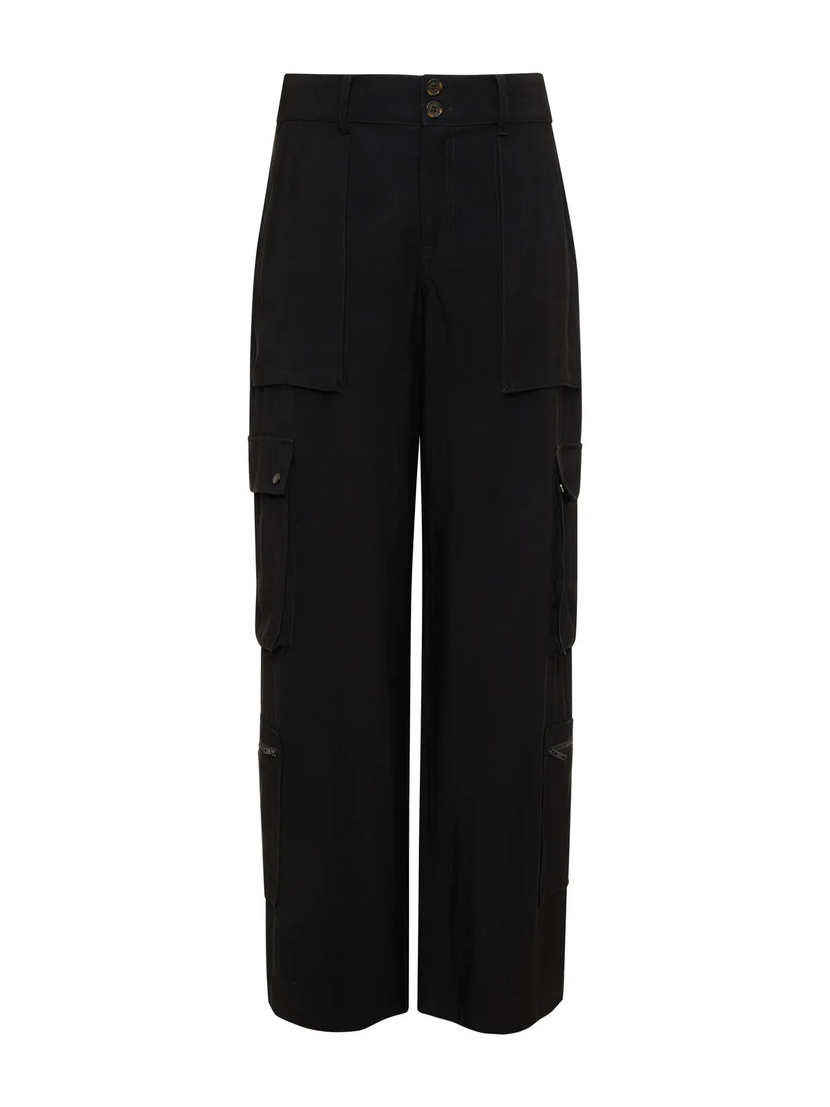 OTT Semi-High Rise Cargo Pant Black Inclusive Collection