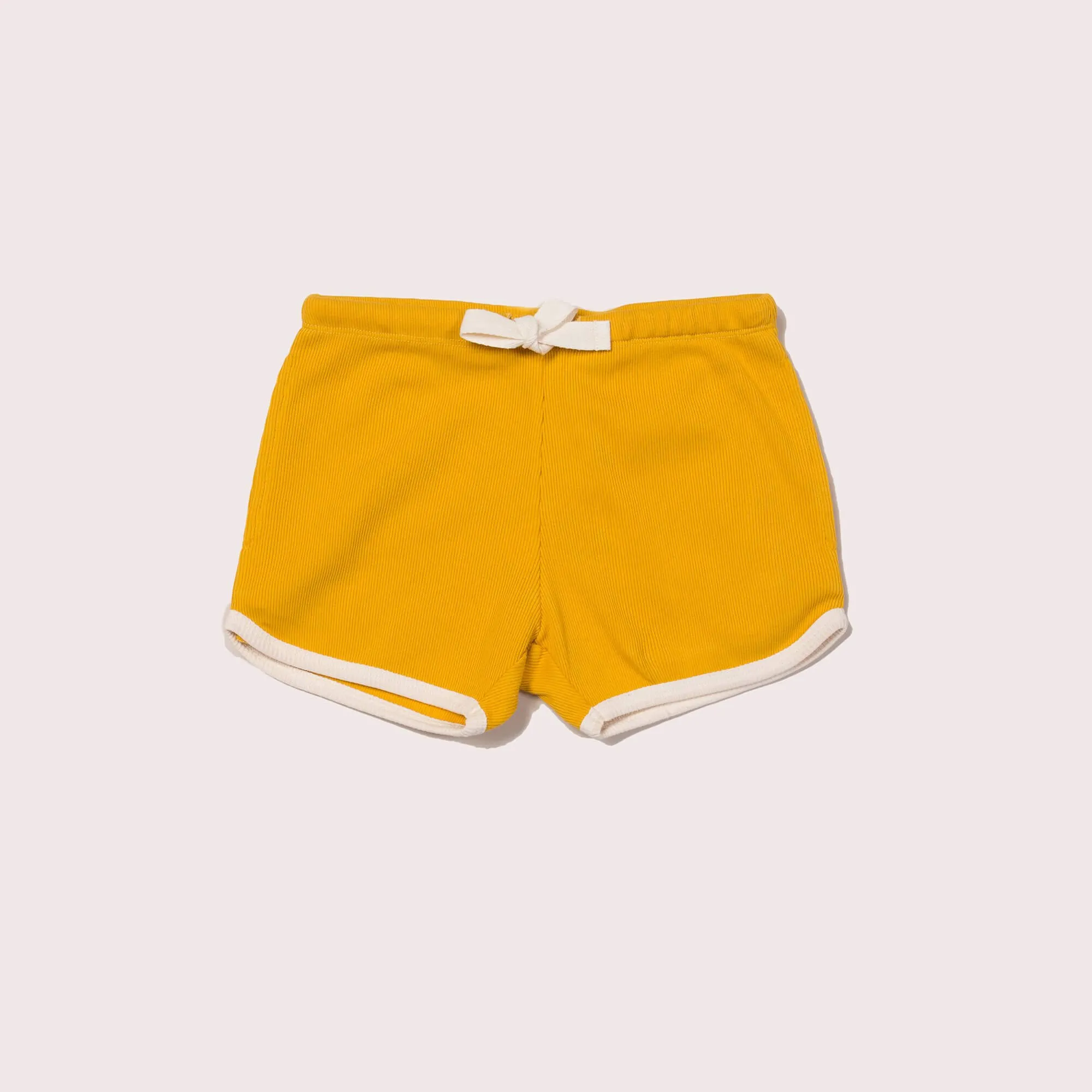 Pale Gold Ribbed Run Around Shorts