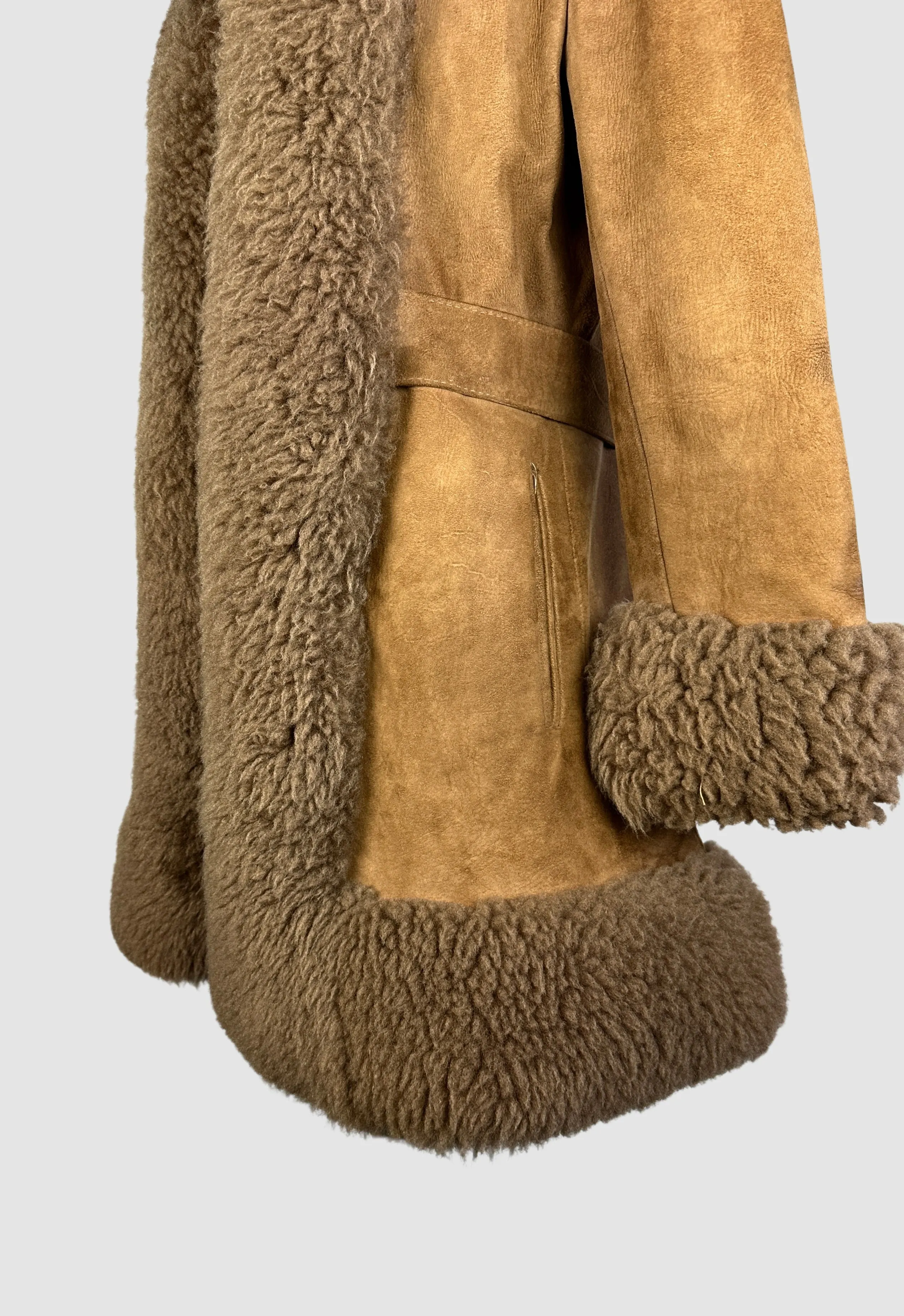 PENNY LANE 70s Suede and Faux Fur Coat • Small