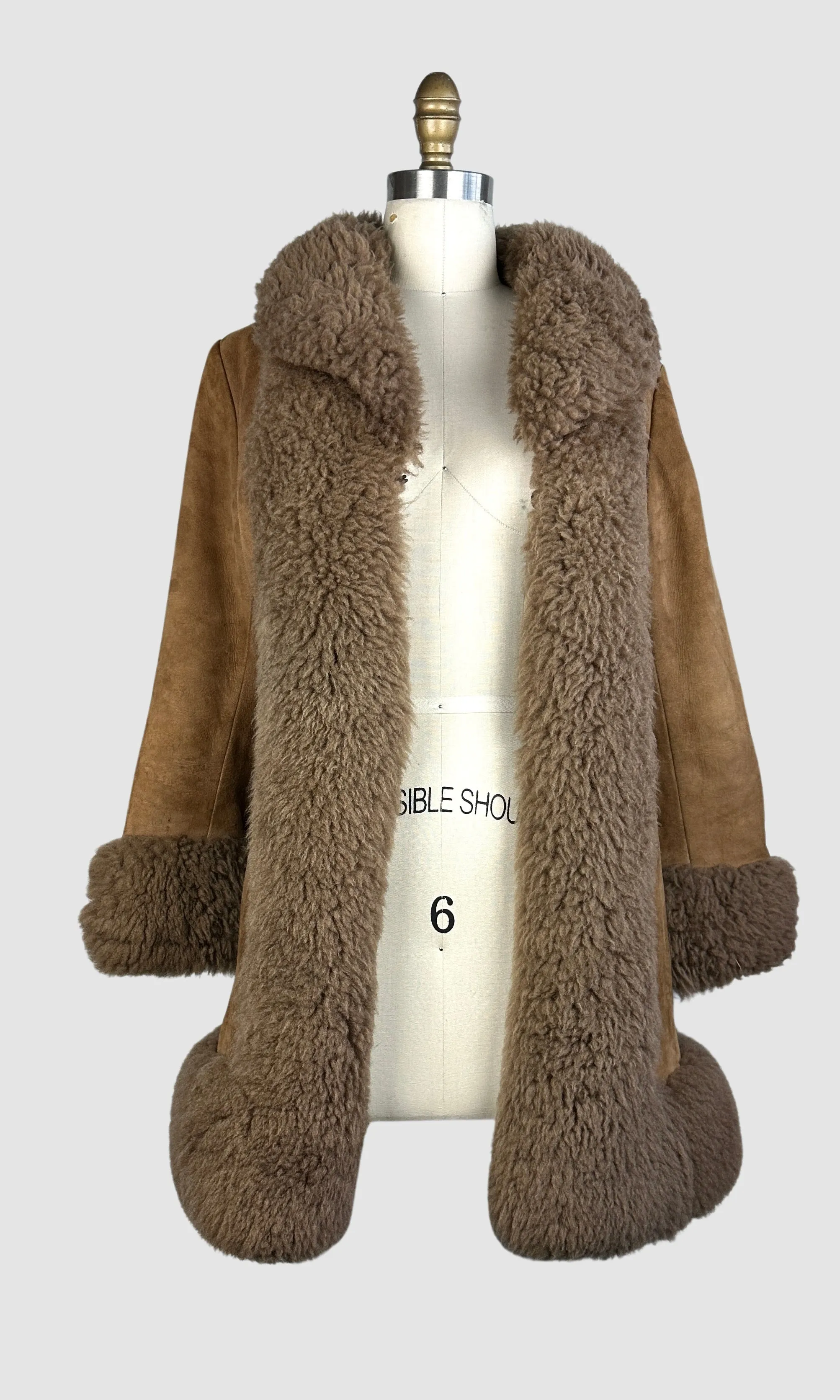 PENNY LANE 70s Suede and Faux Fur Coat • Small