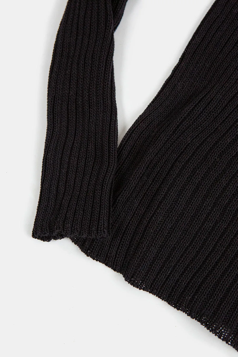 Pima Cotton Ribbed Bateau Pullover in Black