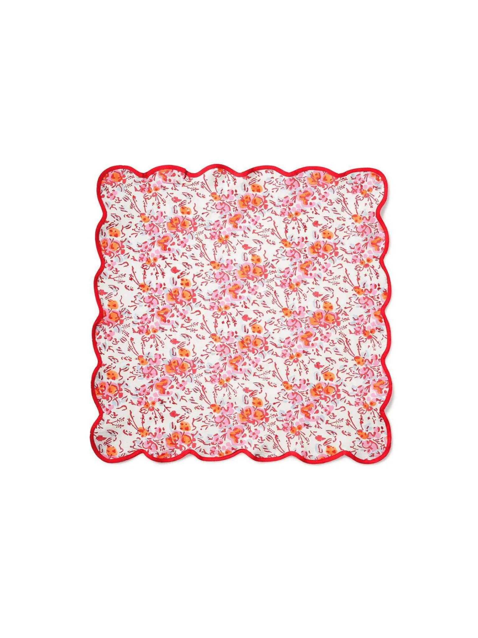 Pink Floral Scalloped Napkins (set of 4)