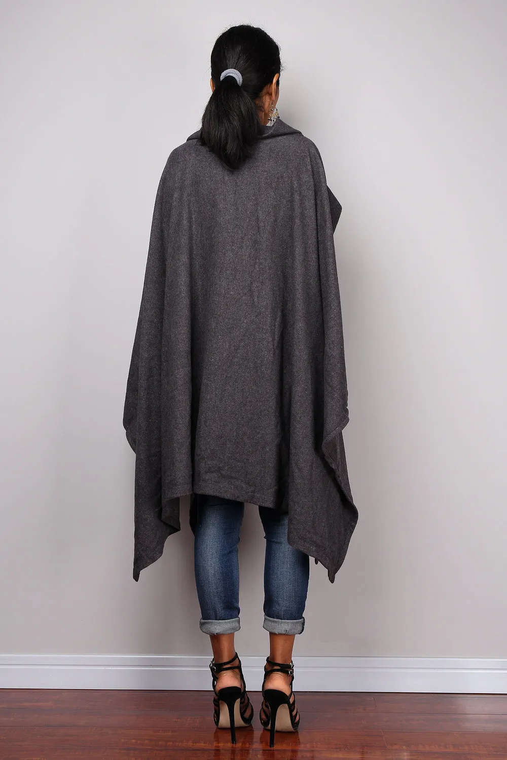 Poncho, oversized sweater, grey cape, poncho dress, tunic dress, cape dress, grey sweater