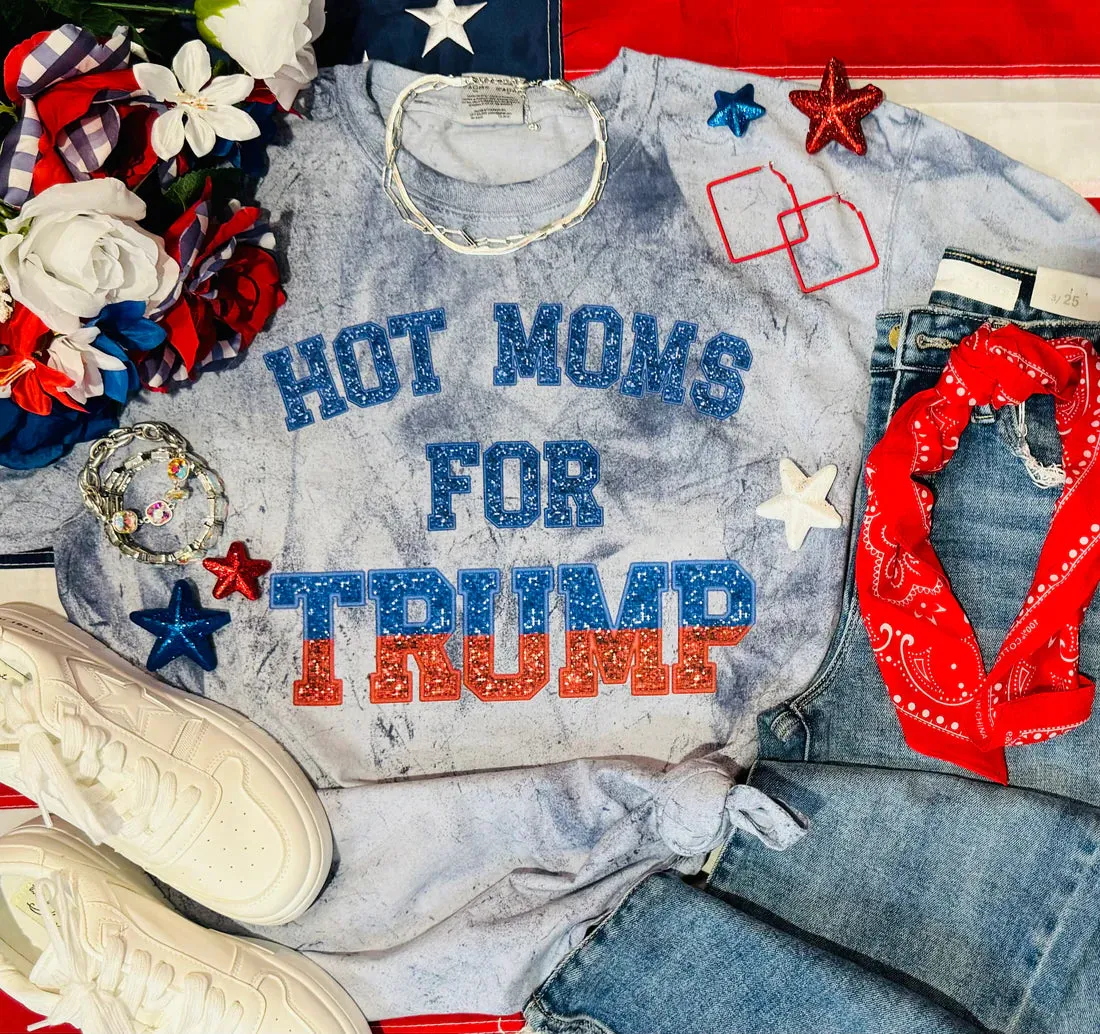 "Hot Moms for Trump" Faux Patch Tee *PRE ORDER*