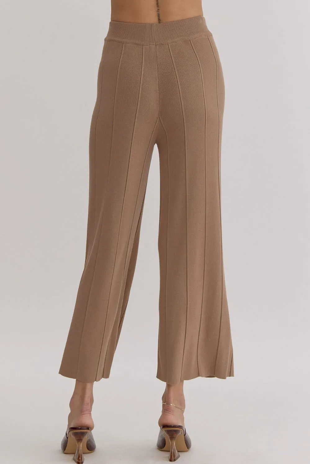 Ribbed High Waisted Wide Leg Pants