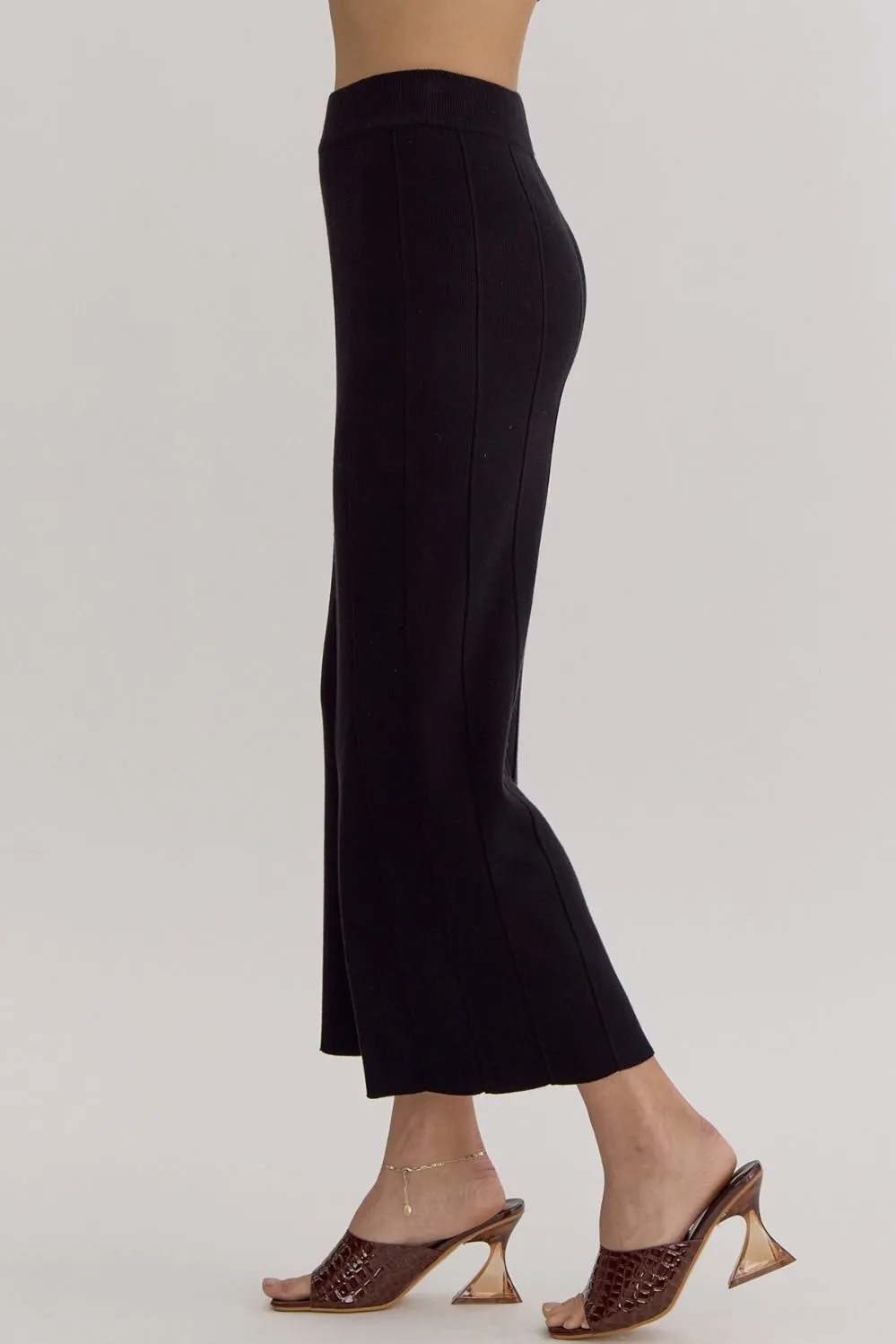 Ribbed High Waisted Wide Leg Pants