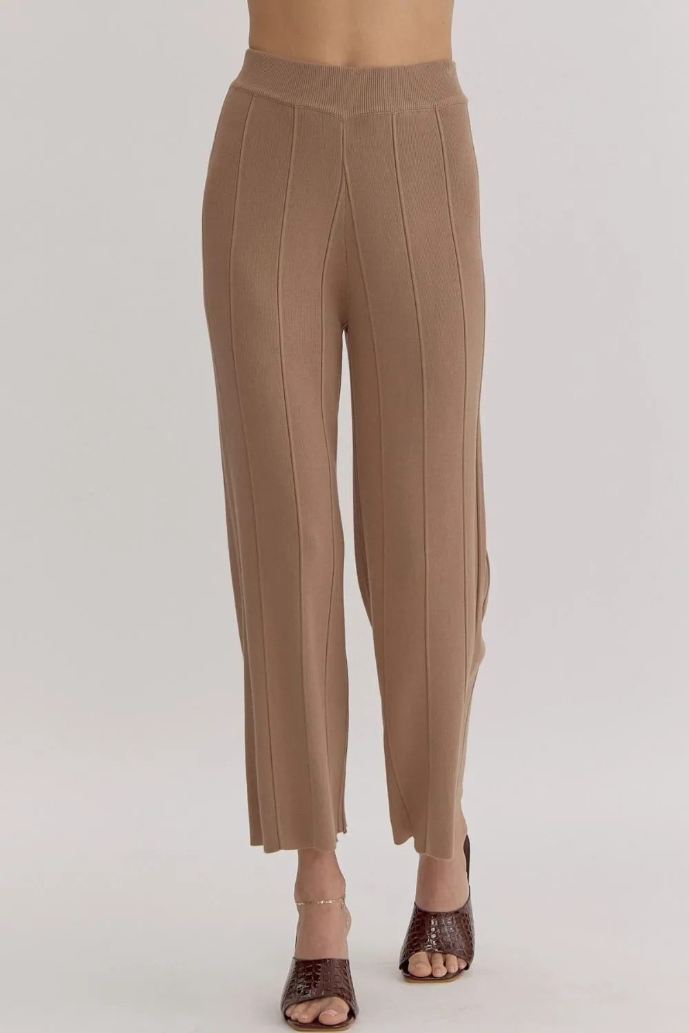 Ribbed High Waisted Wide Leg Pants