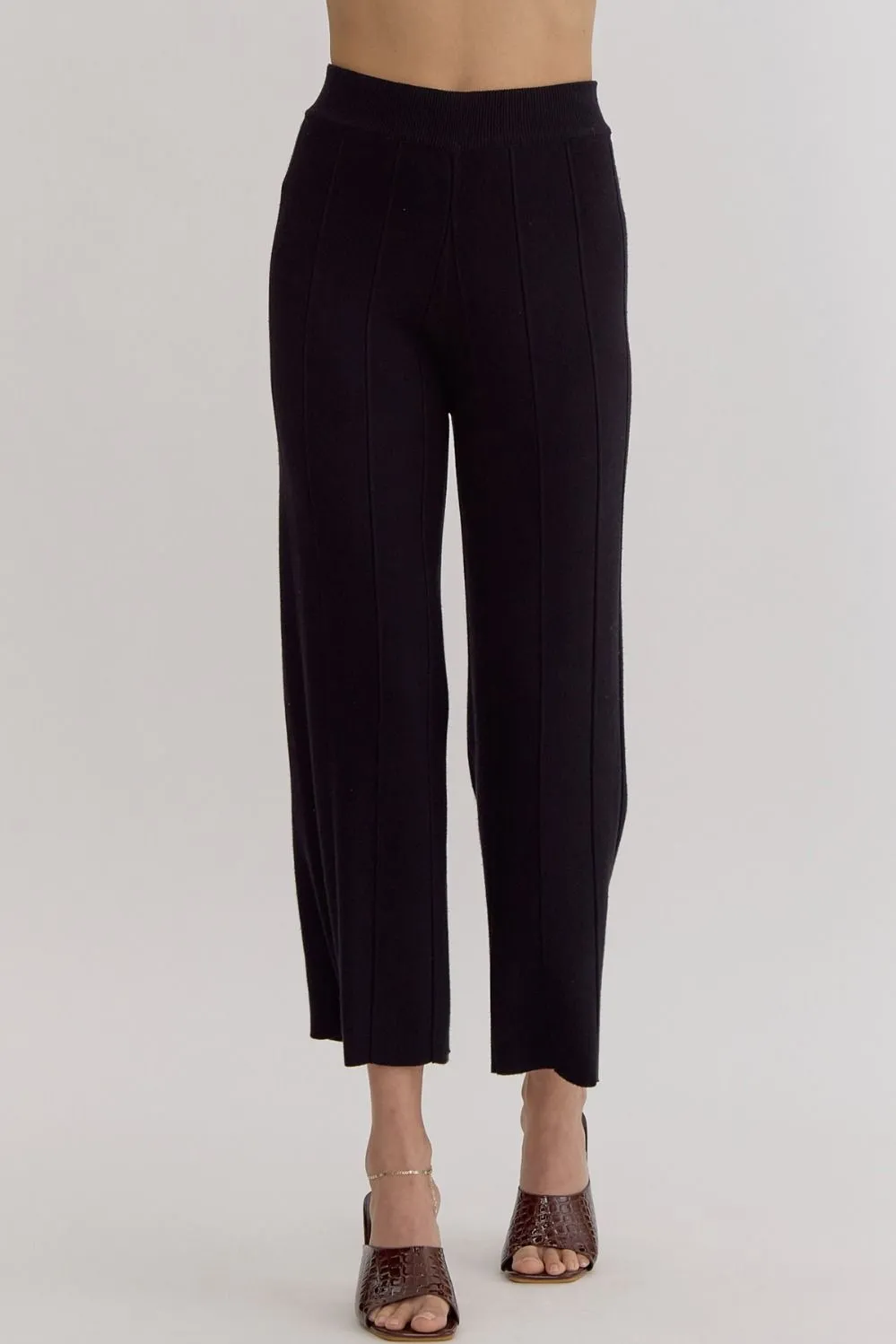 Ribbed High Waisted Wide Leg Pants