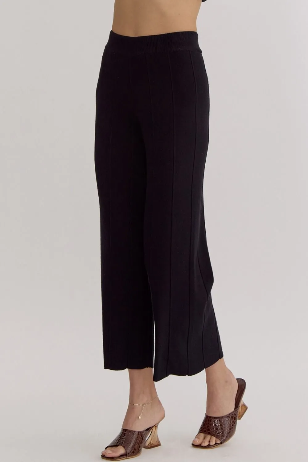 Ribbed High Waisted Wide Leg Pants