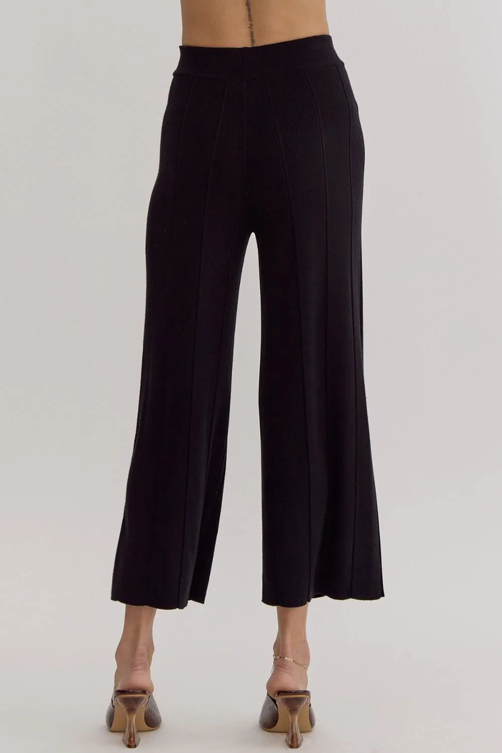 Ribbed High Waisted Wide Leg Pants